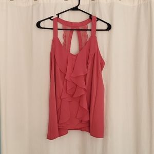 rose pink ruffle tank-Brand new